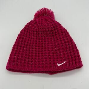 Pink Nike Girl's Puff Ball Hat with sparkly detail